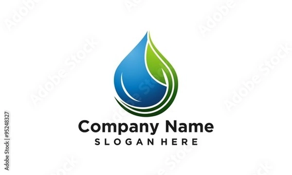 Fototapeta water and leaf logo