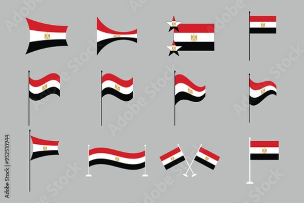 Obraz Flag of Egypt Set, original and simple Egypt flag Bundle, vector illustration of Egypt flag Collection

