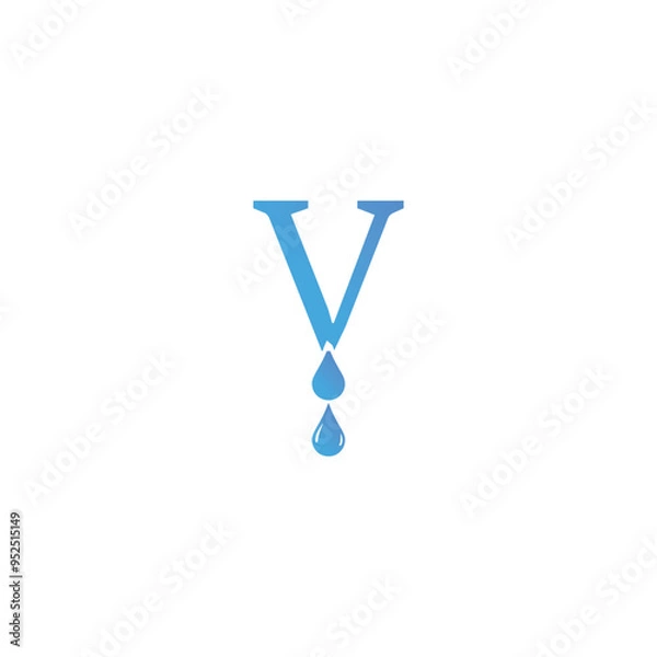 Obraz Letter V Water Logo Element Vector