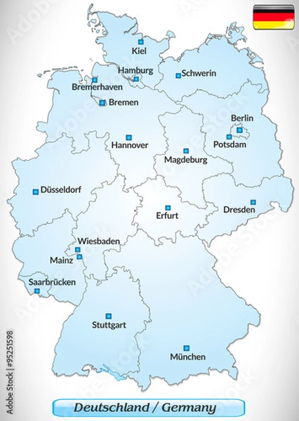Fototapeta Karte von Deutschland