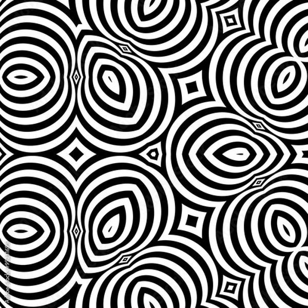 Fototapeta Black and White Background. Pattern With Optical Illusion. 