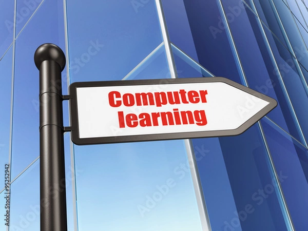 Fototapeta Education concept: sign Computer Learning on Building background
