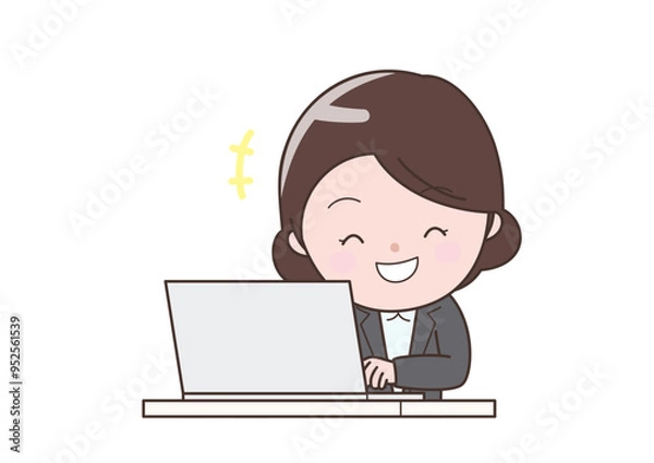 Obraz 笑っているデスクワークのビジネスウーマン