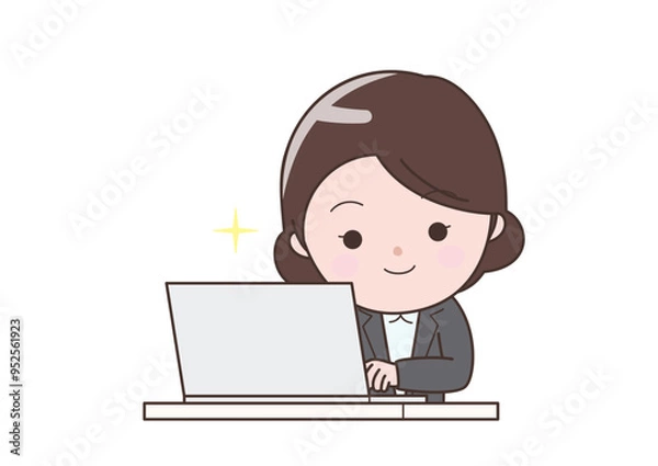 Obraz 機嫌のいいデスクワークのビジネスウーマン