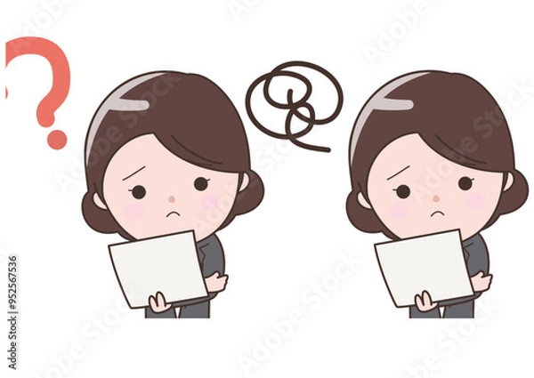 Obraz 書類を見て悩んでいるビジネスウーマン