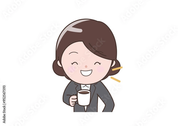 Obraz コーヒーを飲んで休憩中のビジネスウーマン