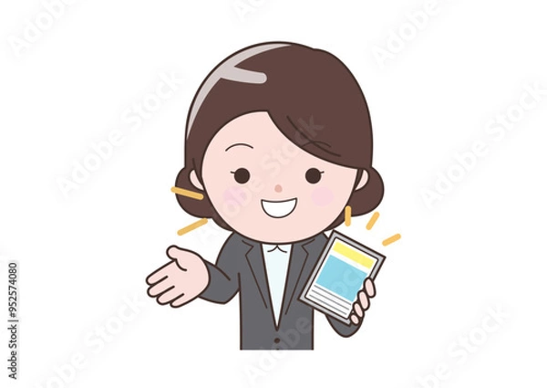 Obraz タブレットで説明するビジネスウーマン
