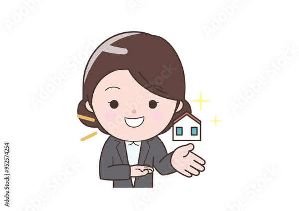 Obraz 一戸建てをオススメしてるビジネスウーマン