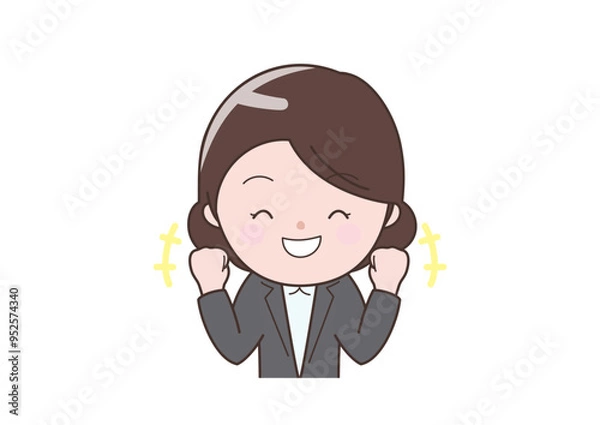 Obraz 両手ガッツポーズで喜ぶビジネスウーマン