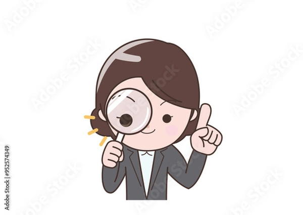 Obraz 虫メガネで調べているビジネスウーマン