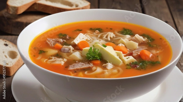 Obraz Warm soup served in a bowl