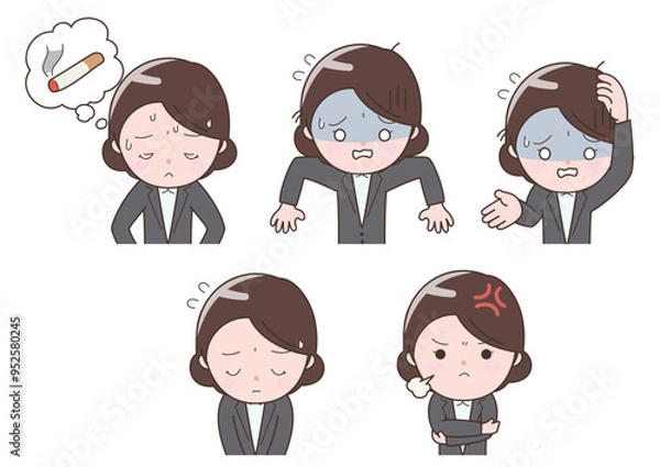 Obraz 不の感情を表すビジネスウーマンセット