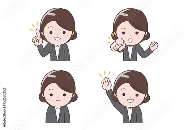 Obraz 指差しなどのビジネスウーマンセット