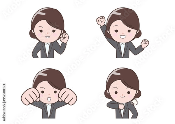 Obraz ガッツポーズなどのビジネスウーマンセット