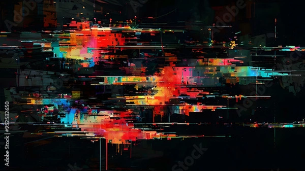 Fototapeta Abstract digital glitch background. Futuristic technology style. Vector illustration is generated by AI