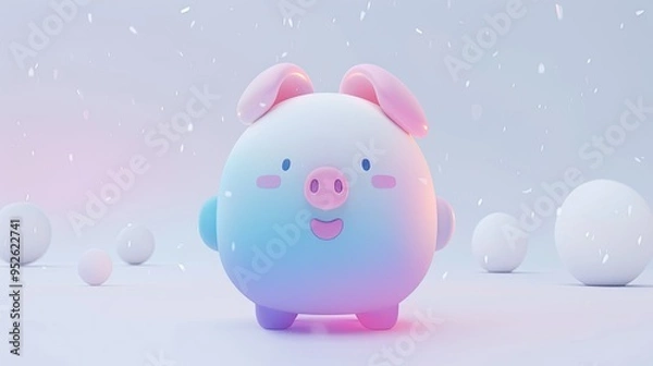 Fototapeta a cute, smiling cartoon piglet 