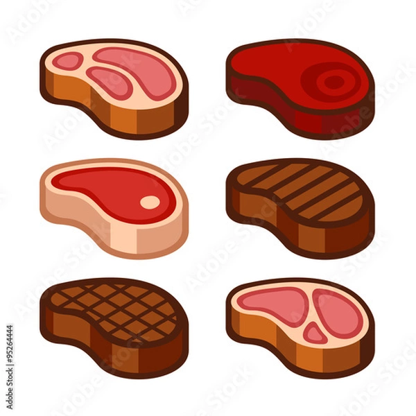 Obraz Steak Icons Set. Vector