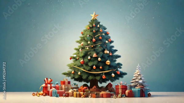 Fototapeta 
Christmas background, with an illustration of a Christmas tree and empty space for text