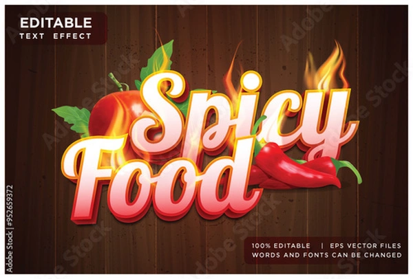 Obraz editable spicy food text effect with fire decoration