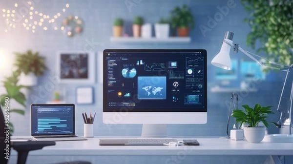 Obraz Animated SVG icons being created on a digital canvas web animation design