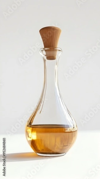 Fototapeta Glass Bottle of Vinegar on Simplistic White Background