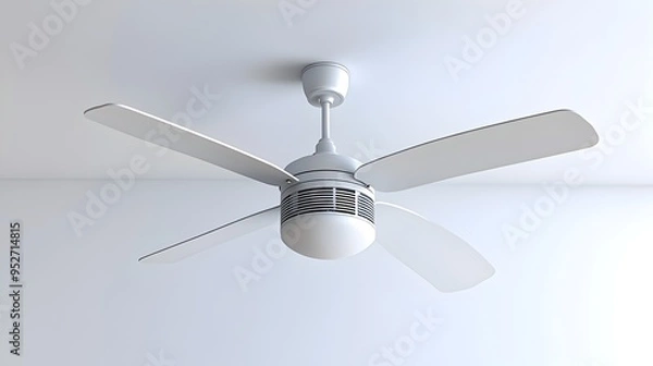 Obraz Sleek and Sophisticated Ceiling Fan on a Pristine White Background