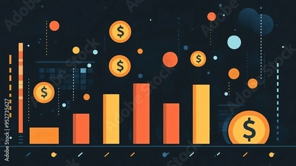Fototapeta Strategic Cash Flow Management Illustration of Income Streams Leading to Business Success Marker in Sleek Flat Design