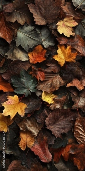 Fototapeta Veterans day autumn leaves background with copy space for design