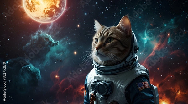 Fototapeta Space Explorer with the Pawsitive Attitude 