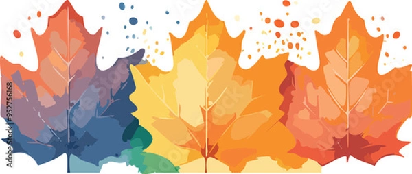 Fototapeta Autumn Maple Leaves Banner: Isolated on Transparent Background with Stripes for Text Placement, Perfect Blank Canvas for Design, Enhanced by Generative AI