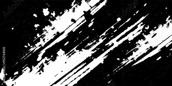 Obraz black grunge stripes abstract banner design. Geometric tech vector background