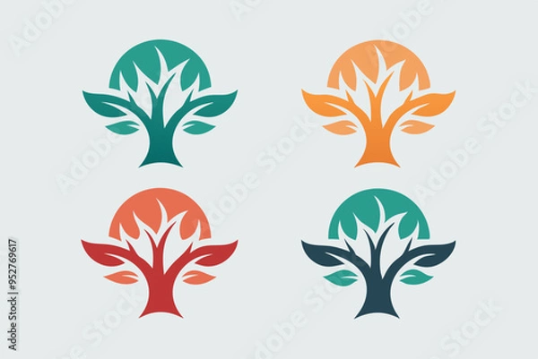 Fototapeta A 4 tree logo icon vector illustration
