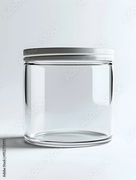 Fototapeta Closeup of Transparent Glass Food Storage Container on Isolated White Background