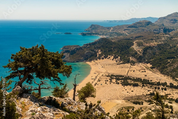 Fototapeta Tsambika Beach on the Island of Rhodes in Greece