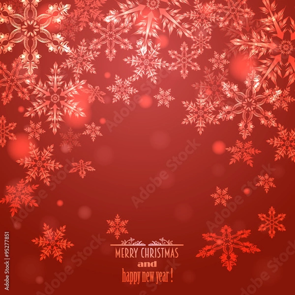Fototapeta red background with snowflakes,