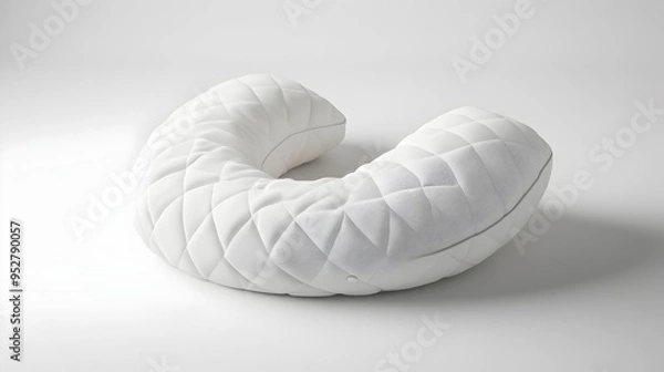 Fototapeta Soft and Plush White Neck Pillow on Clean Minimal Background