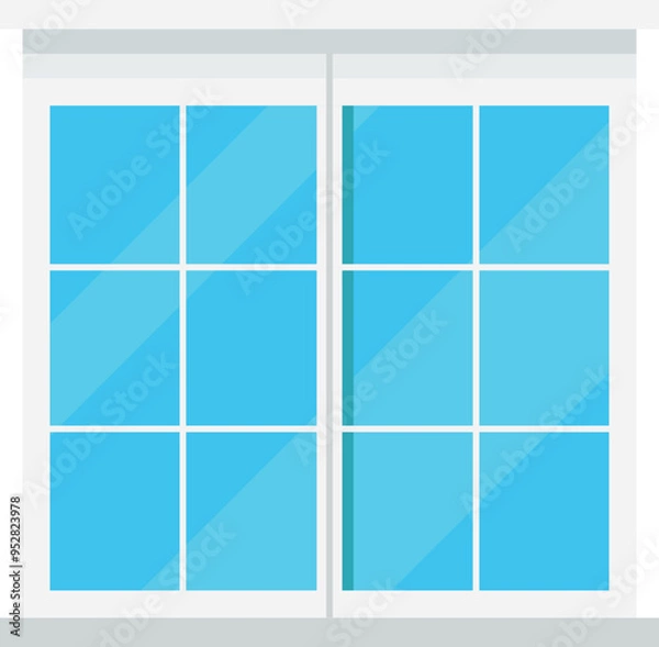 Obraz White window with cartoon glass reflection.