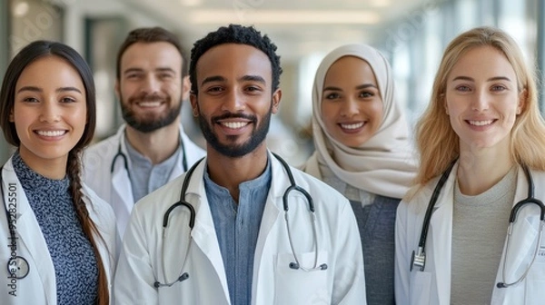 Obraz diverse healthcare team, diverse medical team with professionals from varied cultures emphasizes the significance of cultural competence in todays healthcare settings