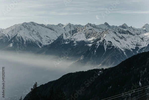 Obraz sunset montain snow