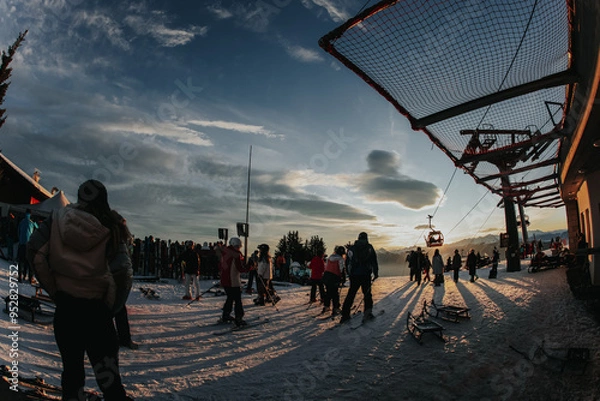 Obraz sunset montain snow