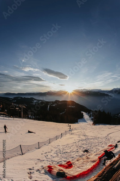 Obraz sunset montain snow