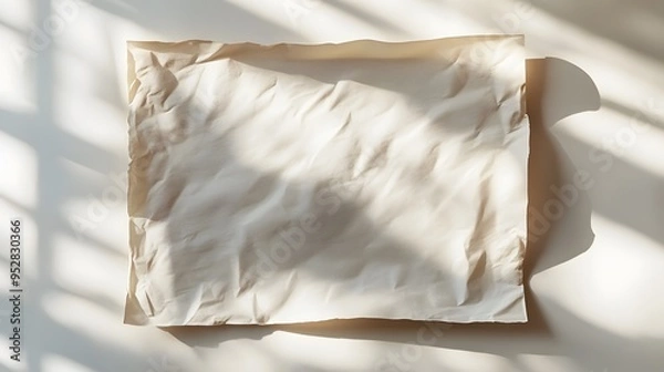 Fototapeta Blank white poster taped on a textured wall