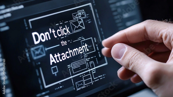 Fototapeta  Cybersecurity Alert Warning About Phishing Emails - Protect Yourself by Avoiding Suspicious Attachments and Staying Vigilant Against Online Threats and Scams