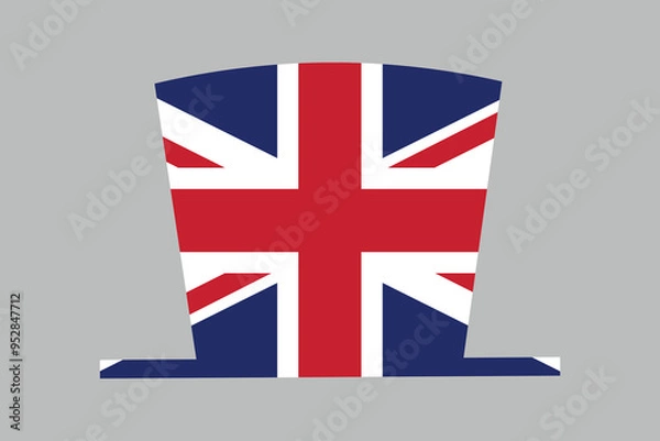 Fototapeta United Kingdom hat with British flag, the UK flag, United Kingdom sign, United Kingdom British Flag, national flag of Great Britain, Flag of United Kingdom, Colorful, Standard color, Vector illustrati