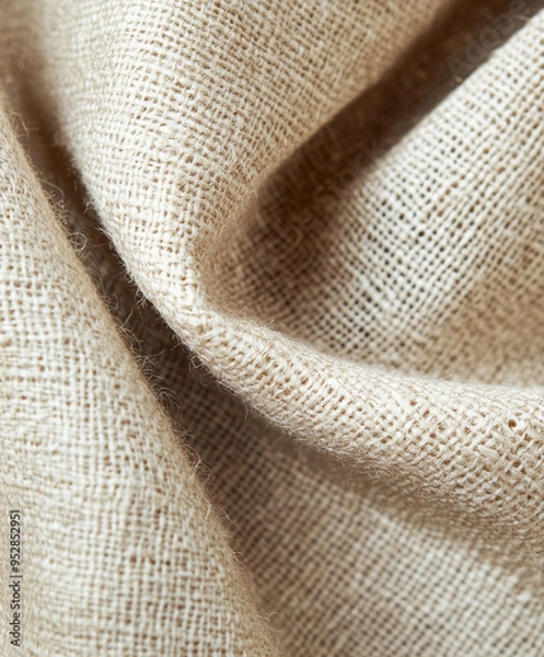 Obraz woven linen fabric, natural beige with subtle geometric patterns