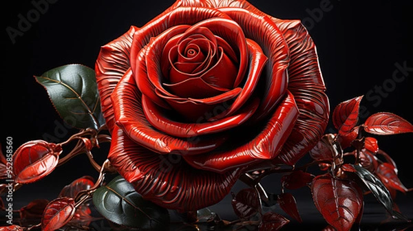 Fototapeta red rose photo generative ai