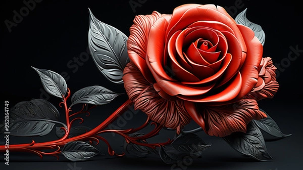 Fototapeta red rose photo generative ai