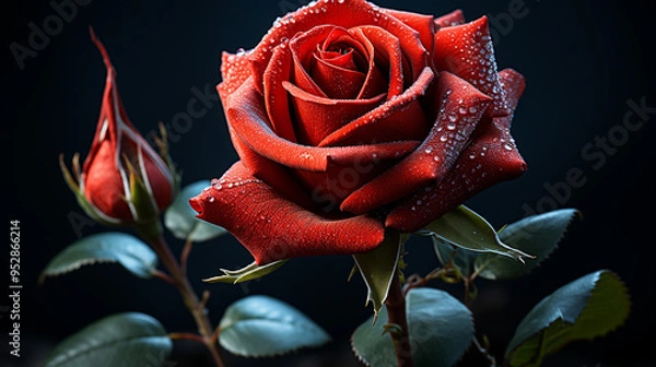 Obraz red rose photo generative ai