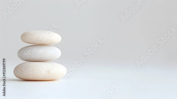 Obraz Single Pebble on a White Surface | Minimalist Natural Element in Clean and Simple Setting