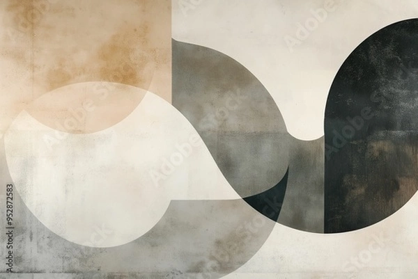 Fototapeta Minimalist Abstract Shapes in neutral tones, gently overlapping
